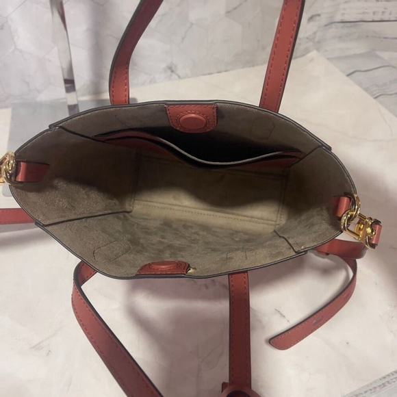 Michael Kors Sinclair Shopper Tote With Matching Wallet Set Pink White Cinnamon - Picture 3 of 10